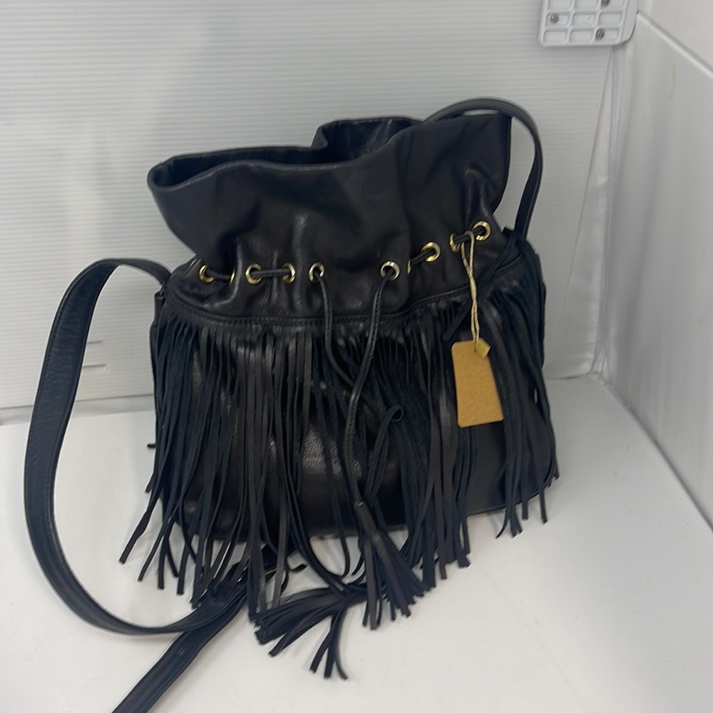 YSL Small Black Leather Fringe